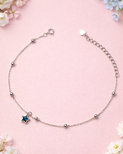 Blue Star Geometric Beaded Single Anklet