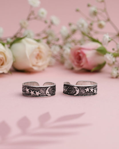 Antique Radiance Engraved Toe Rings