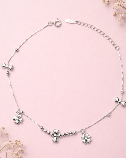 Clover and Bow Single Anklet