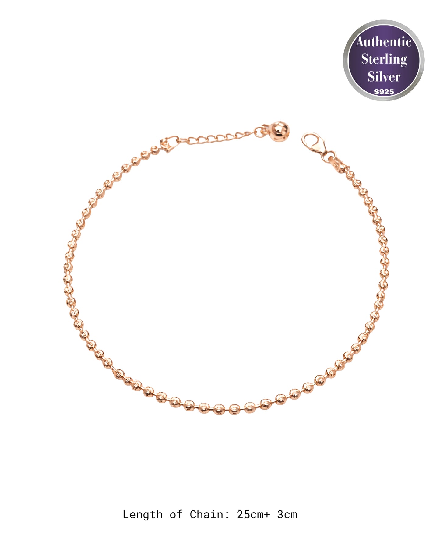 Textured Bead Single Anklet