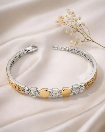 Dual Tone Hexagon Bracelet