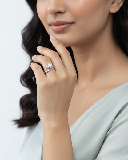 Crystal Bloom Adjustable Ring